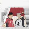 Warm Soft Blanket Travel Office Kuroo And Bokuto Throw Blanket Volleyball Red Flannel Bedspread Couch Bed Funny Sofa Bed Cover