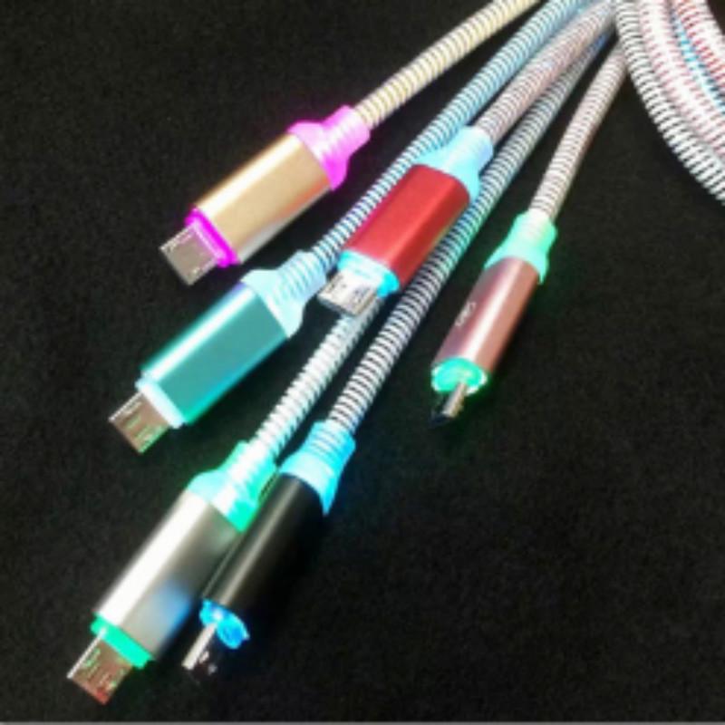 Fashion LED Micro USB Sync Data and Fast Charging Cable Ambilight Charger For Android Iphone