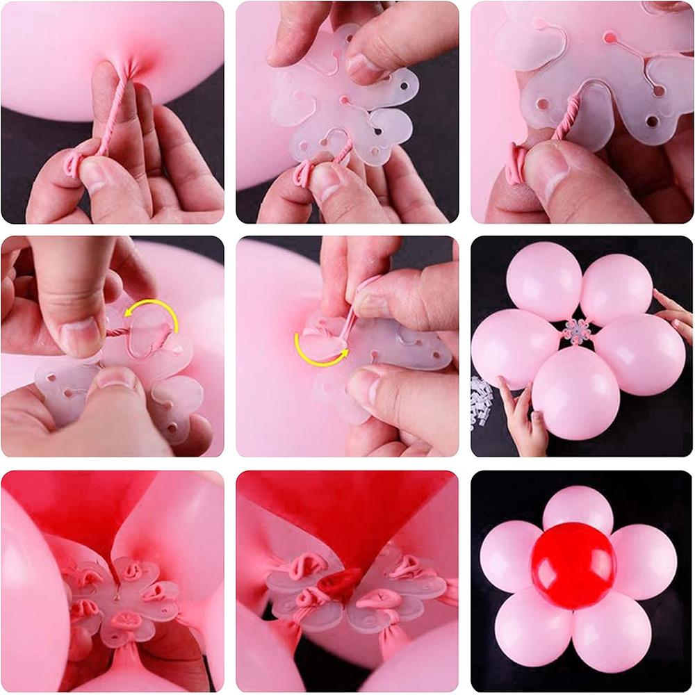 10Pcs Flower Shape Balloon Clips for Balloon Arch Plastic Balloon Connector for Birthday Wedding Valentine's Day Party Decor