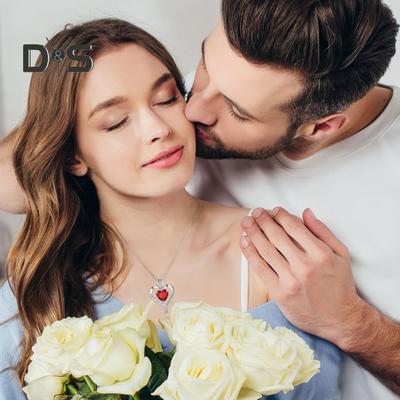Collana a Cuore Zirconia Cubica Ciondolo Cuore d'Amore Collana Regalo Gioiello per Compleanno San Valentino Festa della Mamma per Donne