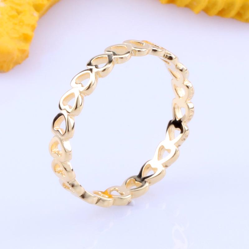 Romantic Heart-Shaped Three-Color White Copper Ring - Versatile Valentine s Day Gift 56 золотой