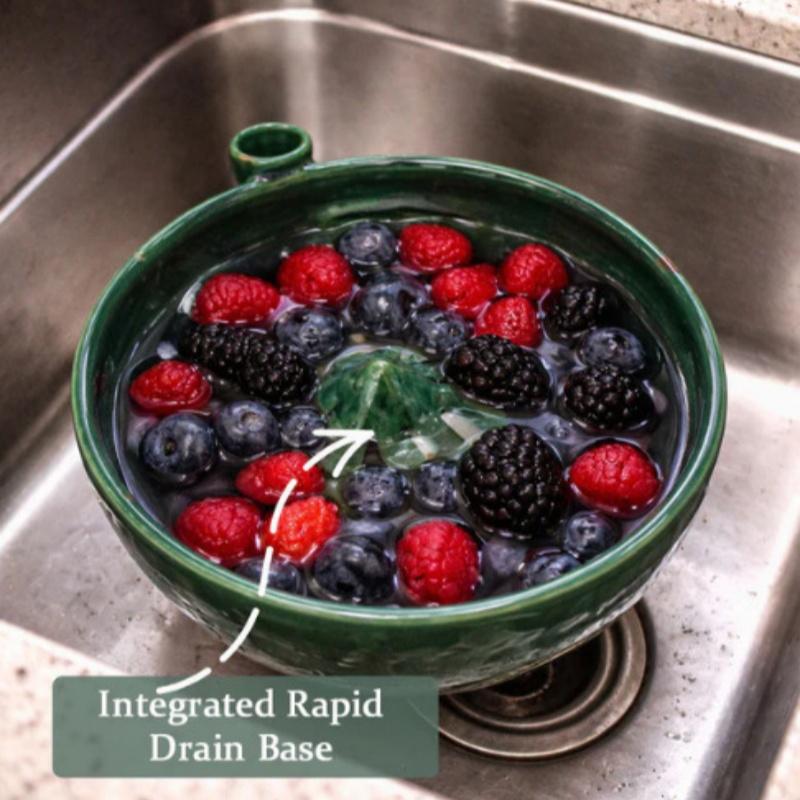 3D Berry Washing Bowl, Fruit & Vegetable Colander Strainer, Drainable Kitchen Bowl for Blueberries, Strawberries, Grapes