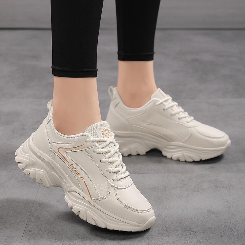 Women's Thick-Soled Versatile Sneakers - Comfortable, Breathable, Casual Height-Enhancing Dad Shoes for Spring/Autumn, New Korean Style Student