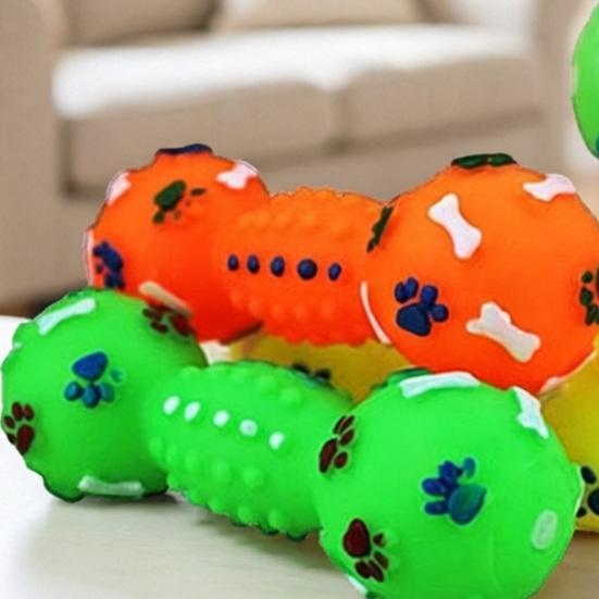Dog Dumbbell Toy Squeaky Dumbbell Dog Chew Toy Raised Texture Teeth Cleaning Toy for Puppy Teething Dogs Interactive Play