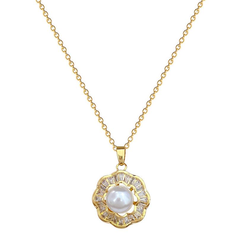 Necklace Earrings Set Light Luxury Heavy Industry Pearl Full Diamond Personality Temperament Banquet Earrings Item Group