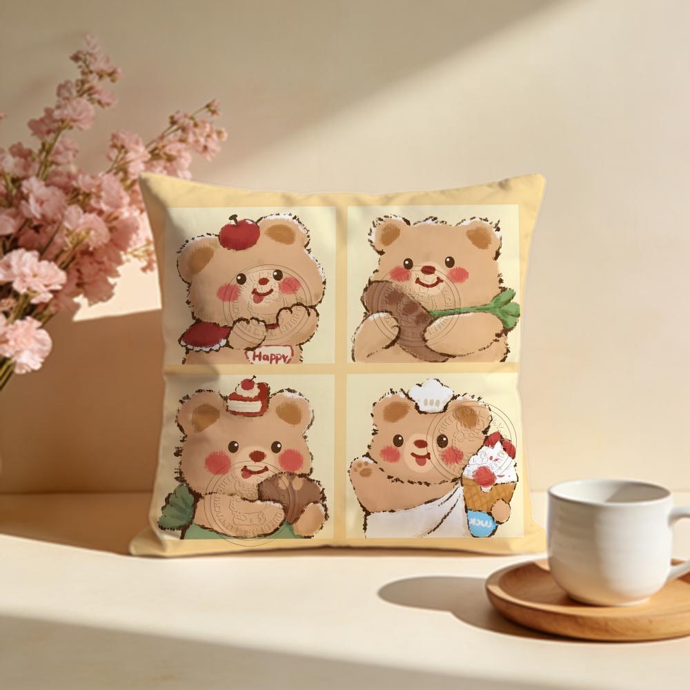 Trendy BButter Beariou Cushion Cover Stylish Washable Pillow Cover Ideal for Couch Bedroom Car Decoration