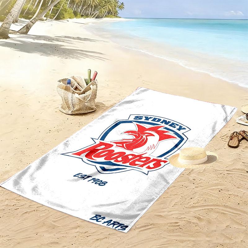 Sydney Roosters Roar Print Beach Towel, Large Soft Quick Dry Towel for Beach Camping Swimming