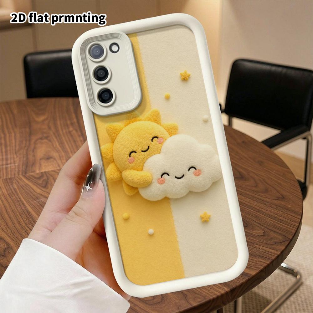 Phone Case: 2D Flat Samsung Galaxy A34 A35 M05 M06 S20 S22 S21 FE Plus 5G Protective Case, with Sun and Clouds, Perfect Christmas and Halloween Holida