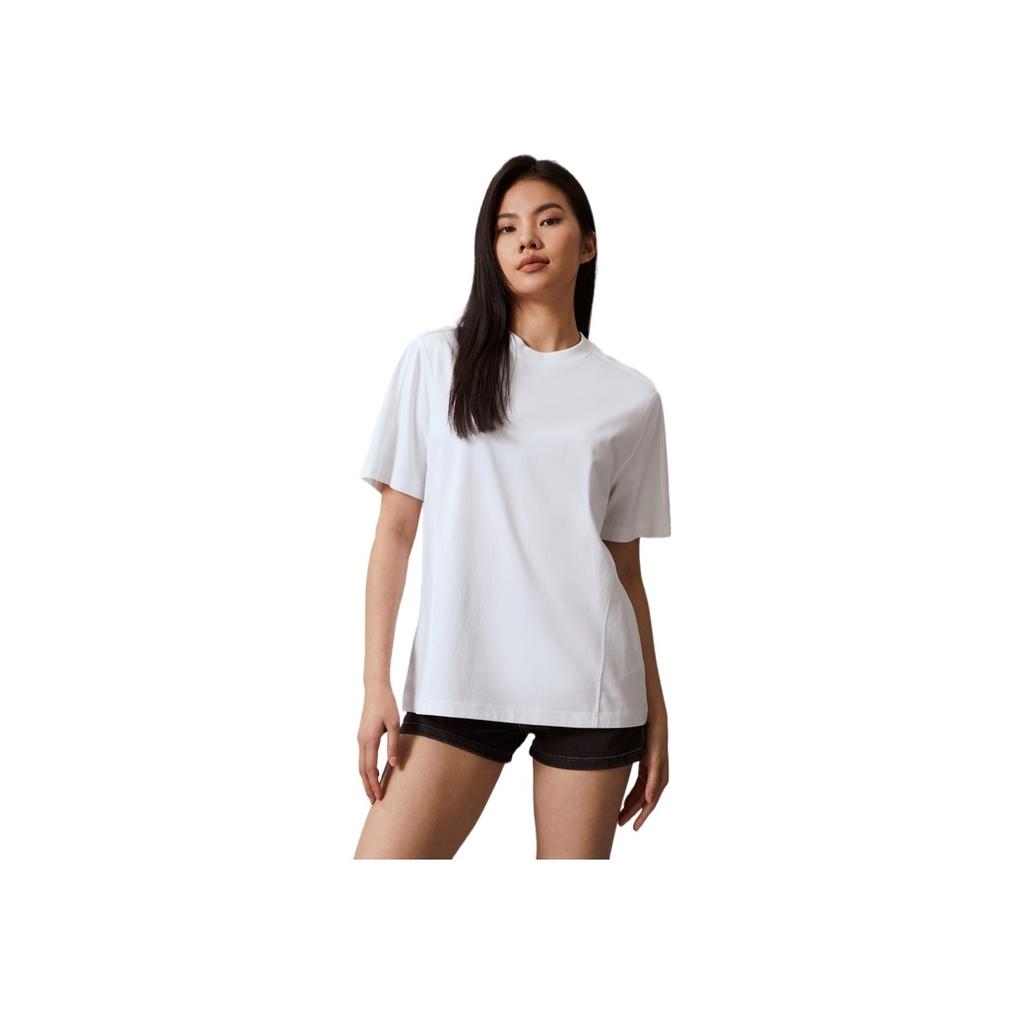 Calvin Klein Sun Protection Cool Feel Casual Boyfriend Style Printed Loose Short Sleeve T-Shirt Women Tops Moonlight-White J223339