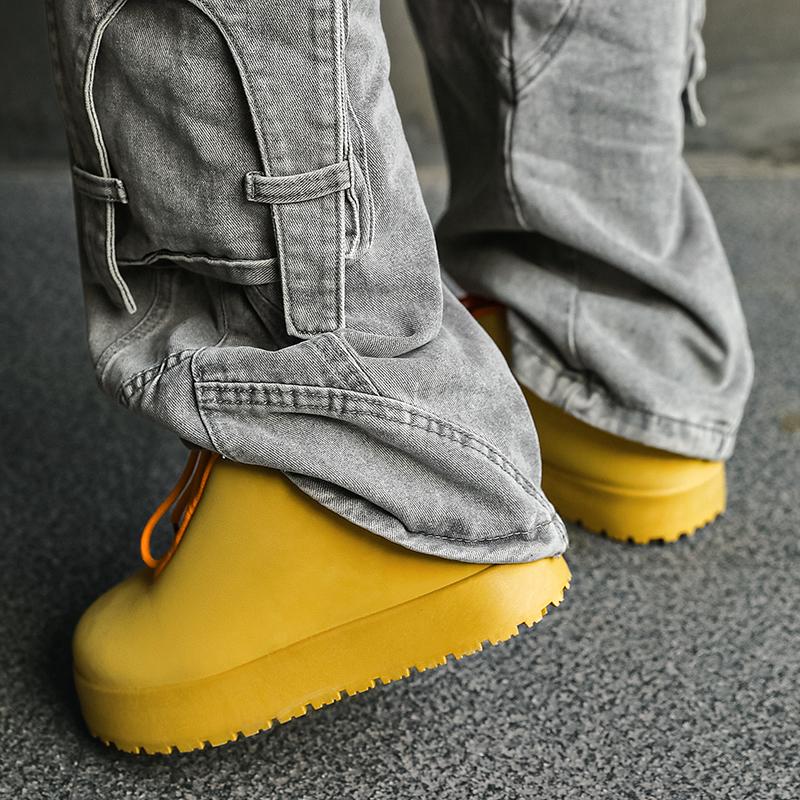 Fashion Casual Microfiber Leather Upper Height Increased Flat Platform Board Shoes Chunky Sneaker Men Designer Autumn New Boots
