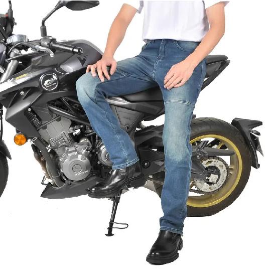 Motorrad-Fahrjeans Hose Weich elastisch Einsatz Gear Verschleißfest Feuerfest Kevlar Schutzschicht an Hüften und Knien