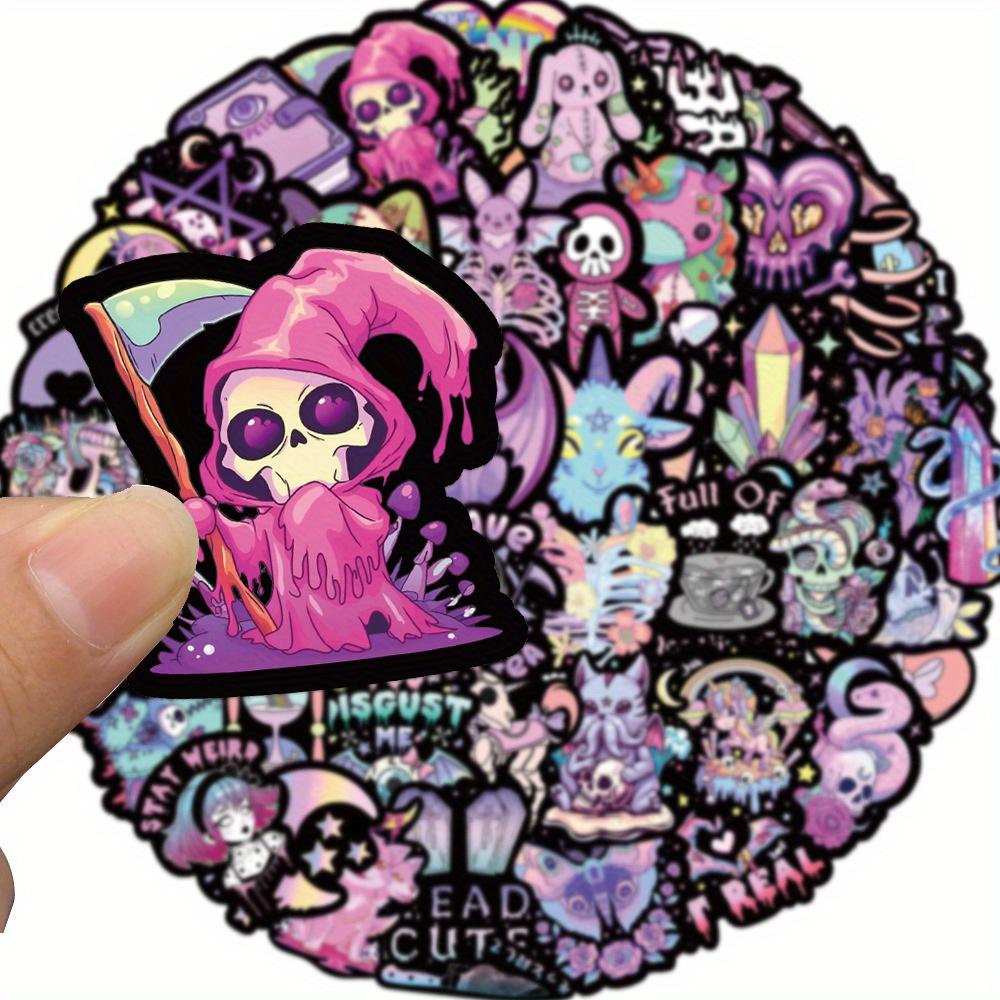 56Pcs Dark Gothic & Cartoon Aesthetic Stickers, Pvc, Reusable, Diy Water Bottles, Laptops, Luggage - Waterproof Decals 14+, Gift