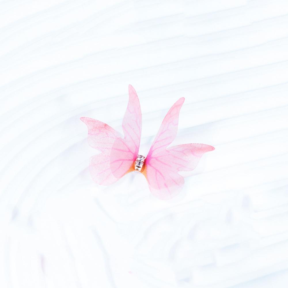 50Pcs Double Layer Butterfly Appliques 3D Translucent Chiffon Butterfly Dreamy DIY Handmade Butterfly Patch