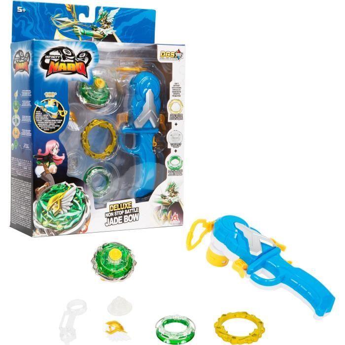 Infinity Nado Non-Stop Battle Deluxe Jade Bow Top with Reversible Magnetic Launcher - Auldey