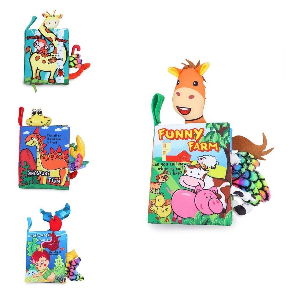 Bbsky Baby Tail Cloth Book 3d Tail Animal Cloth Book Tearable Cloth Book 0-1 Year Old Early Education Toy Book