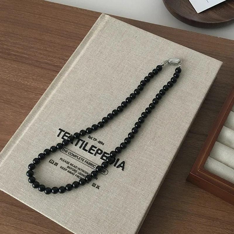Red Black Beaded Auspicious Necklaces for Women Chinese Style Glass Beads Necklace Exquisite Elegant Choker  Accessories