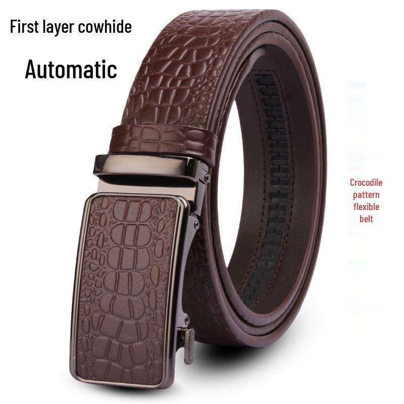 Men's Premium Crocodile Pattern Leather Automatic Belt