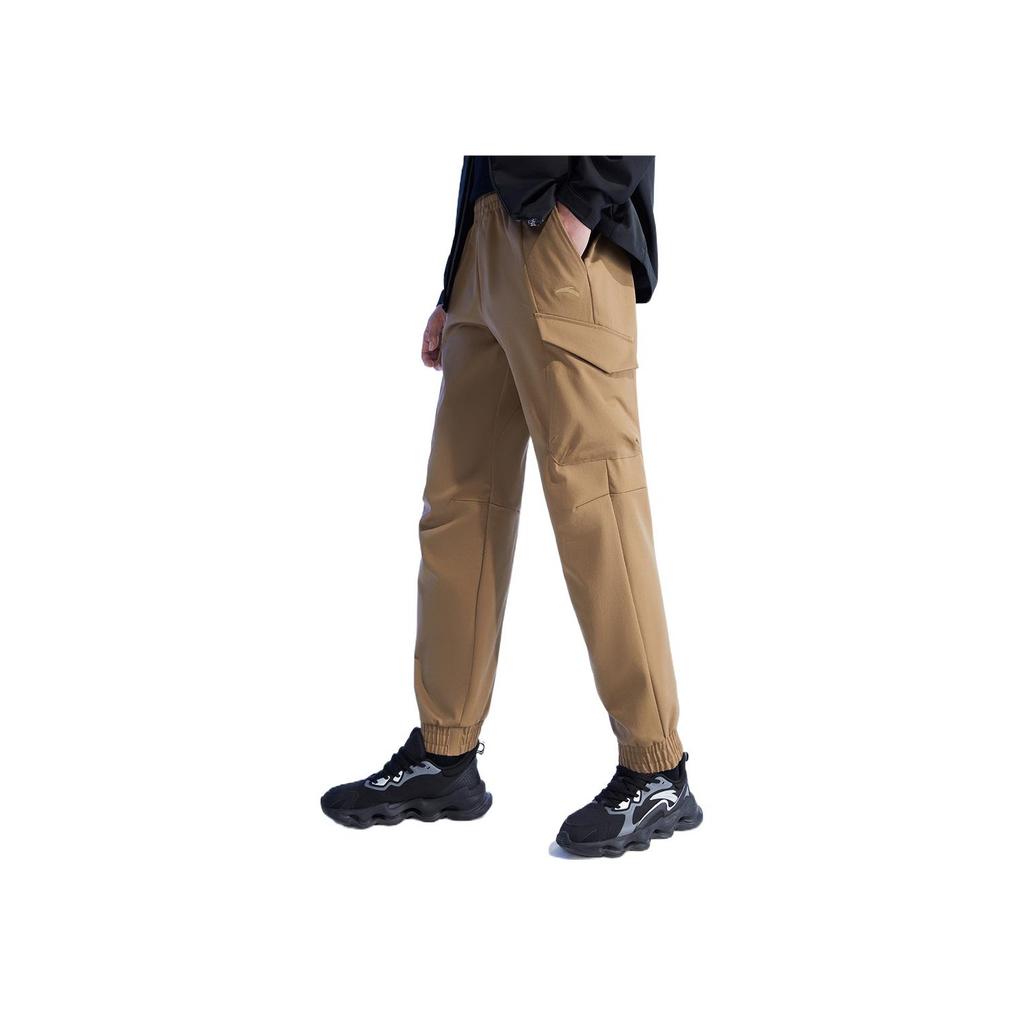 Anta Solid Color Mid Waist Straight Leg Joggers Men Bottoms Khaki 152317516-1