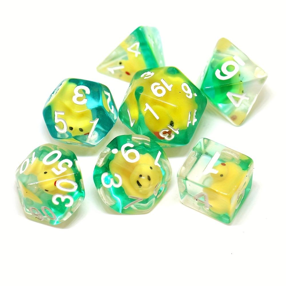 Set di Dadi per Gioco da Tavolo Anatra Gialla da 7 Pezzi Dadi per Giochi da Tavolo Multilaterali Dadi per Giochi di Ruolo Regalo di Natale Alta Qualità Pratico Uso Quotidiano
