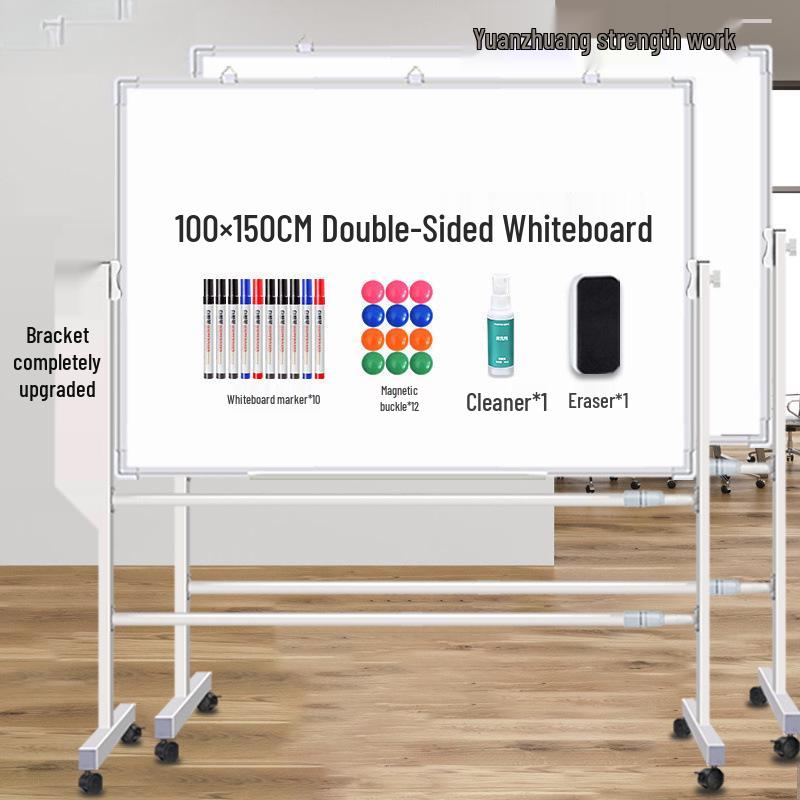 Double-Sided Magnetic Whiteboard & Chalkboard with Mobile Stand for Home, Teaching, and Office Use