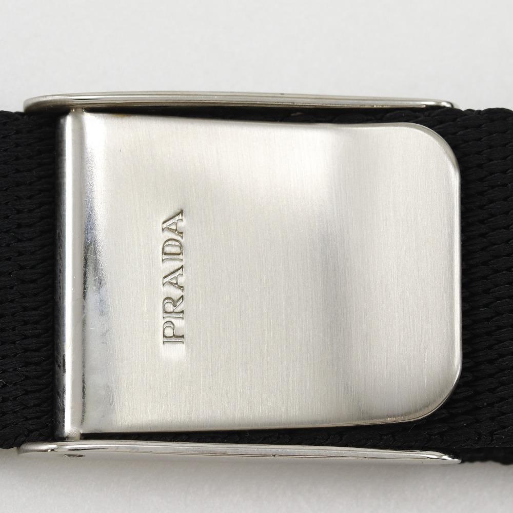 PRADA Pochette Shoulder Bag B7879 NERO black Satin Women Used