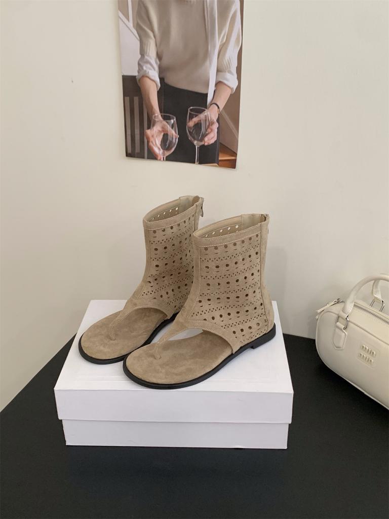 Inner heightening toe cool boots women's shoes summer mesh hollow sandals travel boots small short boots