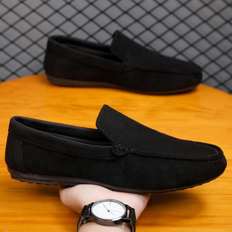 

New Leather Men s Casual Shoes Male Lazy Shoes Luxury Brand Moccasins Breathable Fashion Loafers Comfort Slip-on Driving Shoes 39 чорний