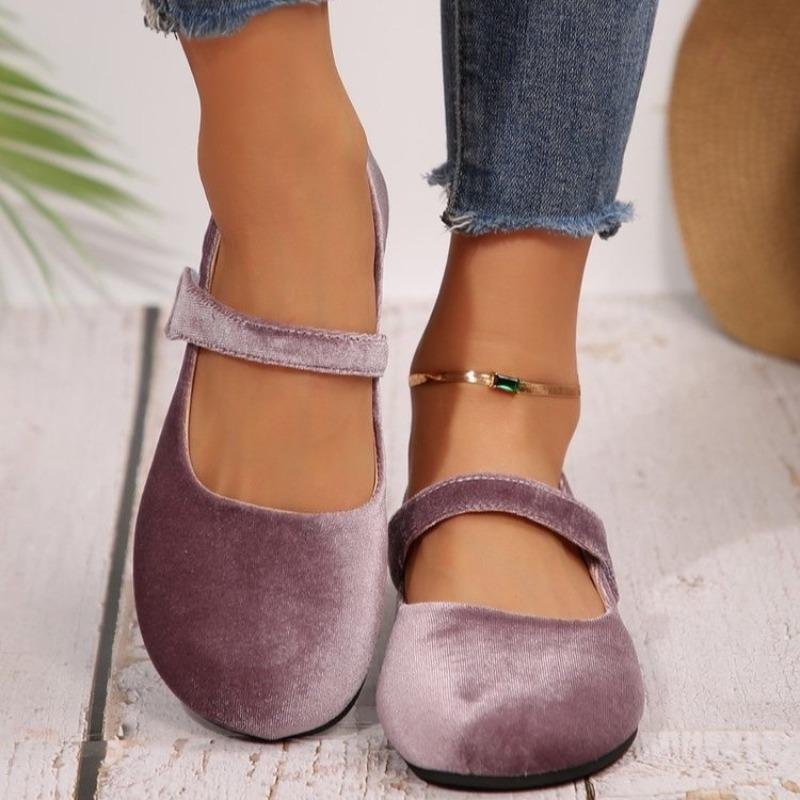 Fashion Suede Single Shoes Autumn New Round Toe Shallow Mouth One Strap Soft Sole Non-slip Wear-resistant Flat Low Top Shoes