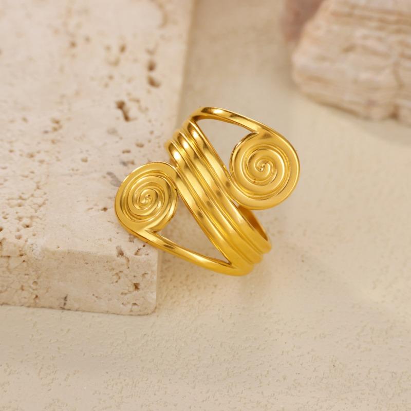 New Hot-selling Geometric Line Stainless Steel Ring Women's Opening Niche Personality Simple Fashion Ring
