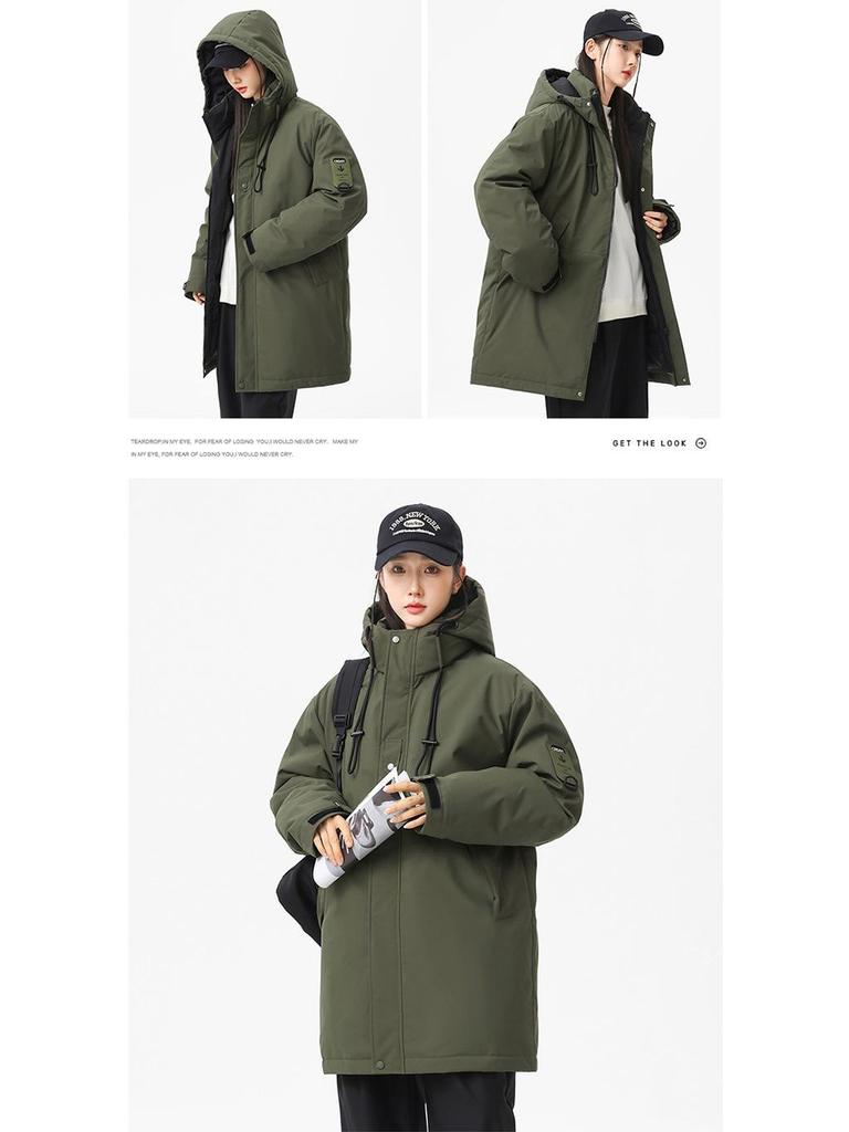 Men's Winter 2025 Hooded Mid-Length Cotton Jacket - Thick, Warm, Trendy Outdoor Coat