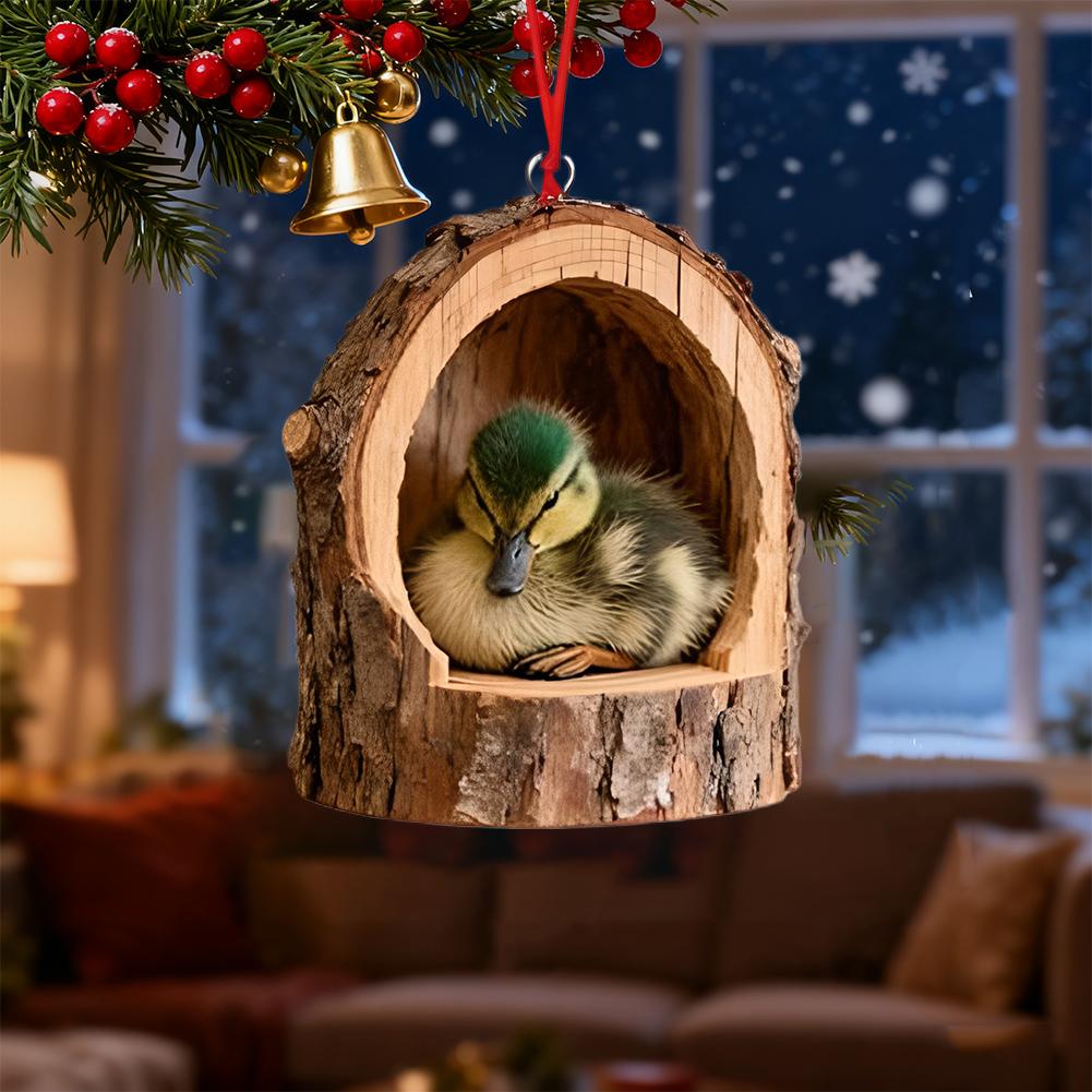 Christmas Wooden Tree Ornaments Forest Animals Bird Decoration Parrot Woodpecker Hummingbird Hanging Decor Home Holiday Gifts