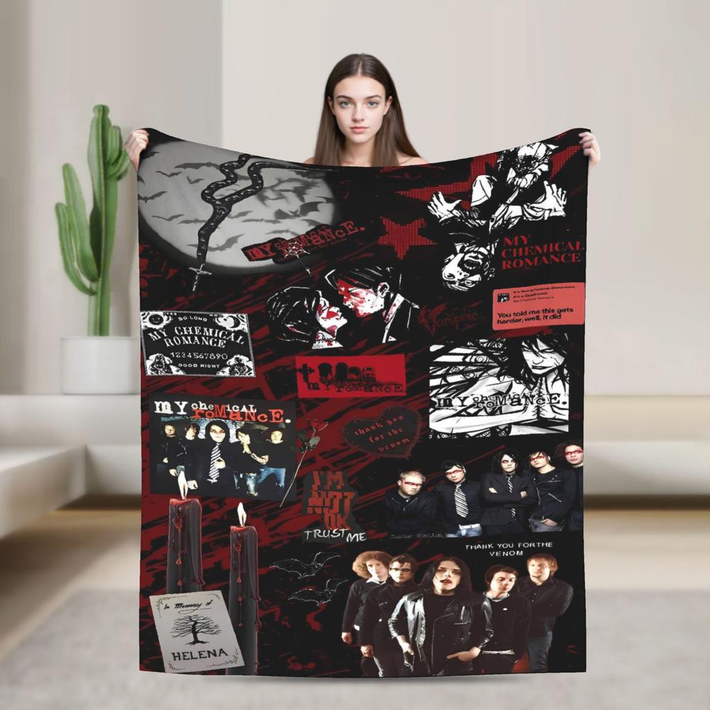 My Chemical Romance Soft Warm Blankets  Decorative Plush Throw Blanket Funny Couch Chair Flannel Bedspread Sofa Bed Cover
