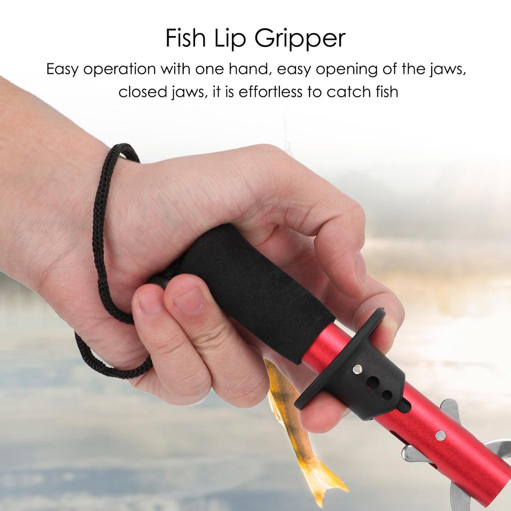 Fish Lip   Stainless Steel Fish Grip Holder Fishing Tool with Wrist Strap Fishing Gear Accessories