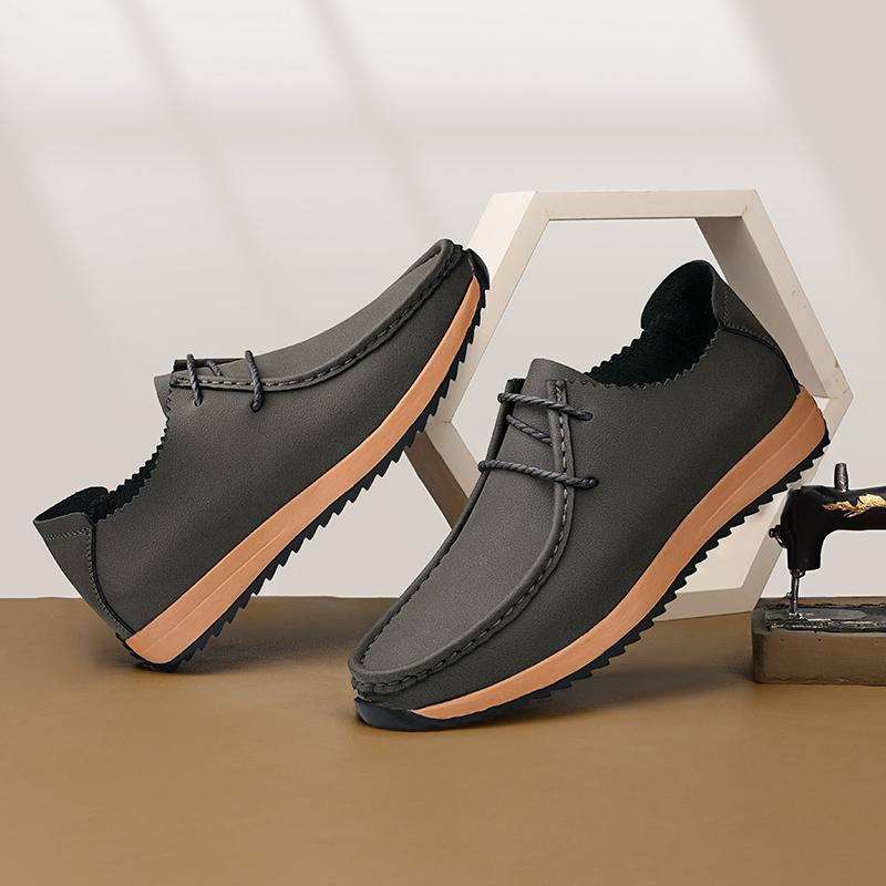 Fashion Texture Handmade Soft Comfortable Invisible Height Increase Small and Large Shoes 35-47 Casual Slip on Non-slip Men Oxford Shoes