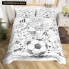 3D Football King Queen Duvet Cover Soccer Bedding Set for Kids Teens Boys Ball Sports White Red 2/3pcs Polyester Quilt Cover
