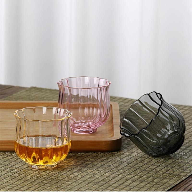 Chinese style Lotus Glass Tea Infusers Pitcher Heat Resistant Hammered Kung Fu Chahai Creative Transparent Tea cup