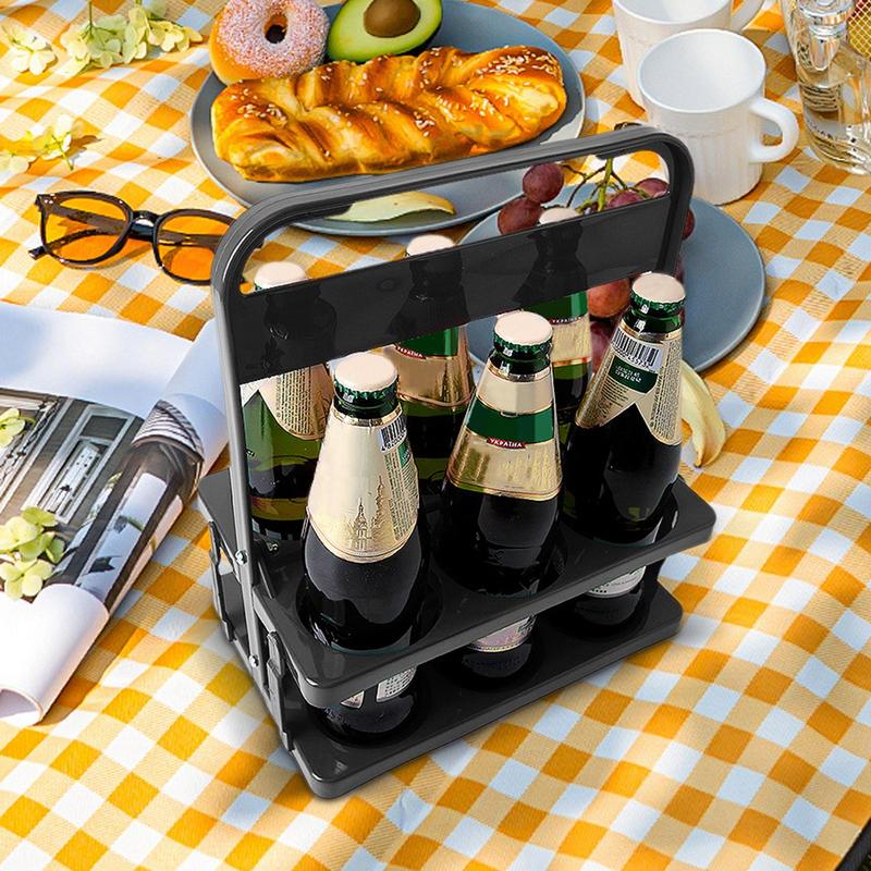 Foldable Drink Carrier 6 Bottles Beer Bottle Carrier with Handle Reusable Beer Collector Drink Container for Picnic BBQ Catering