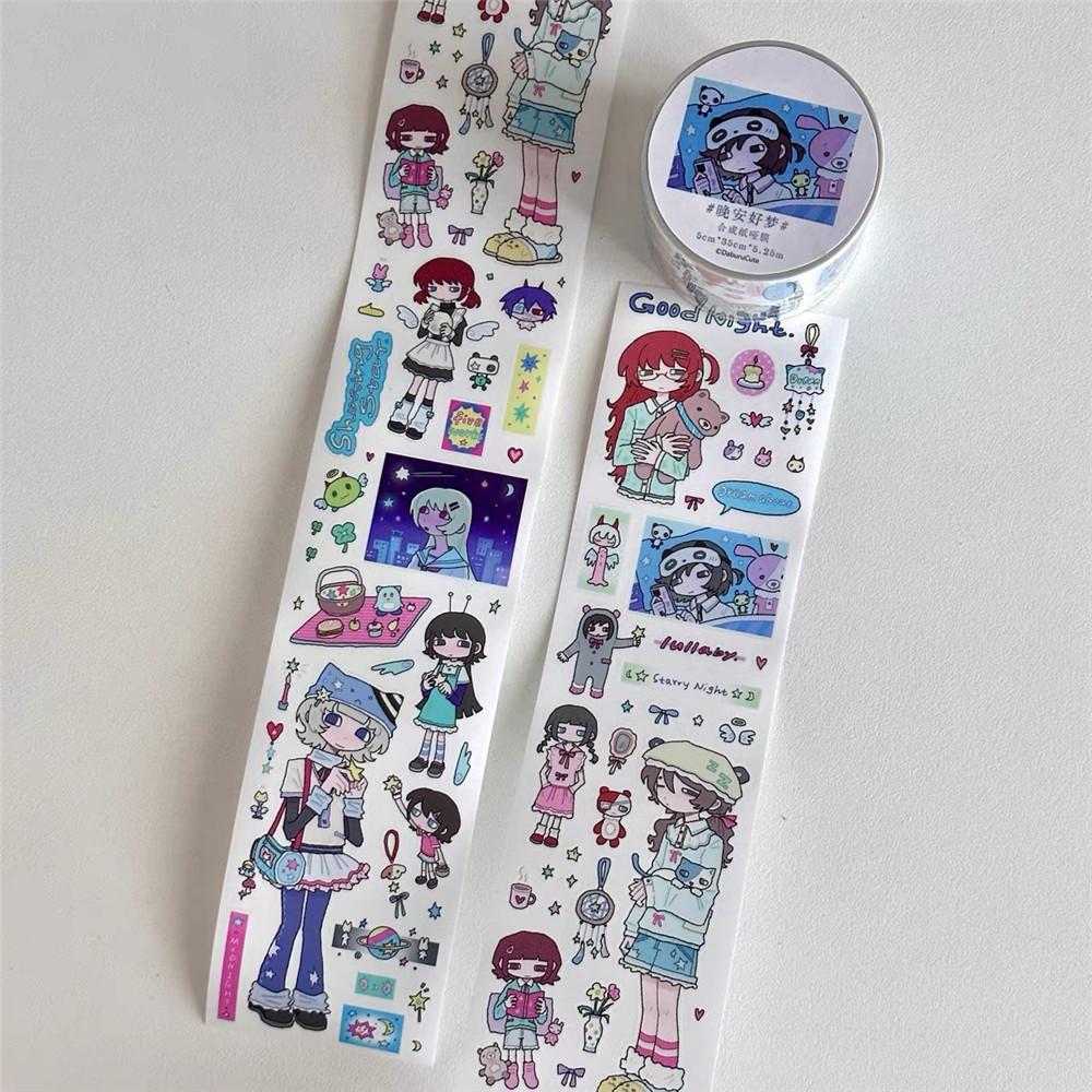 One Cycle Cute Hand-drawn Anime Cartoon Girl Stickers 35-50cm for Craft Supplies Scrapbooking Material Phone