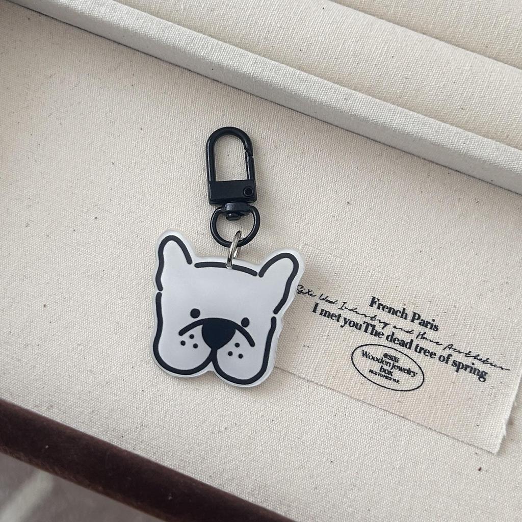 Hand-Painted Puppy Emoji Keychain: Cute Acrylic Bag Charm for Couples or Besties
