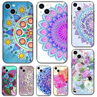 Bunte Blumen Handyhülle für iPhone 14 5s 2020se 6 6s 7 8 plus x 10 XR XS 11 12 13 mini pro MAX schwarze TPU Rückseite