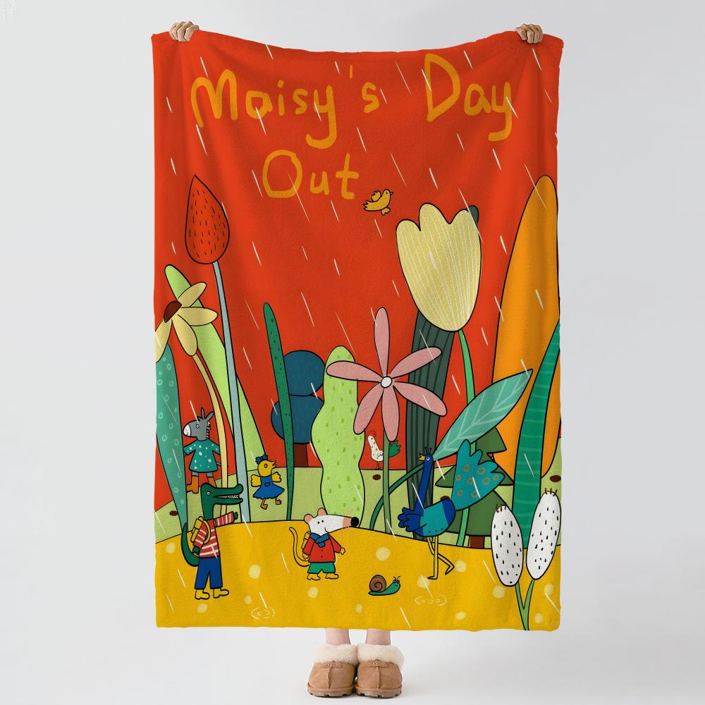 Cartoon M-Maisy Mouse-e Throw Thick Comfort Flannel Quilt, Multi-scene Use Indoor Outdoor Daily Nap