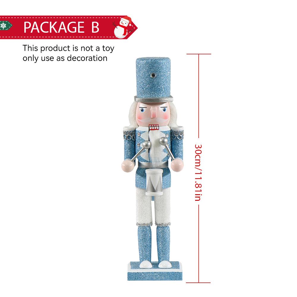 30cm Wooden Nutcracker Ornament Soldier Figurement Handcraft Doll Toy Home Office Table Xmas Decoration Statues Christmas Gift