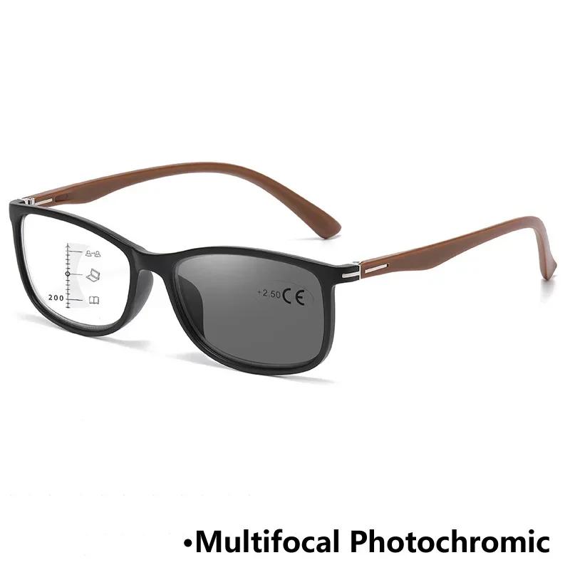 Fashion Square Multifocal Photochromic Reading Glasses Anti Blue Light Glasses Optical Prescription Eyeglasses +1.0 TO +4.0