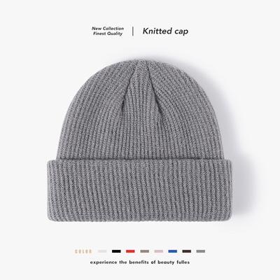 Warme Mütze für Herbst und Winter für Herren und Damen, All-Match-Mütze aus solider Beanie-Strickwolle mit Melonenmotiv
