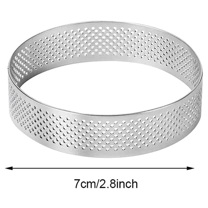 Cake Ring Molds, 30Pcs Stainless Steel Porous Tart Ring, Perforated Pie Cake Ring Mold, Cake Mousse Ring With Holes 7Cm-B61B