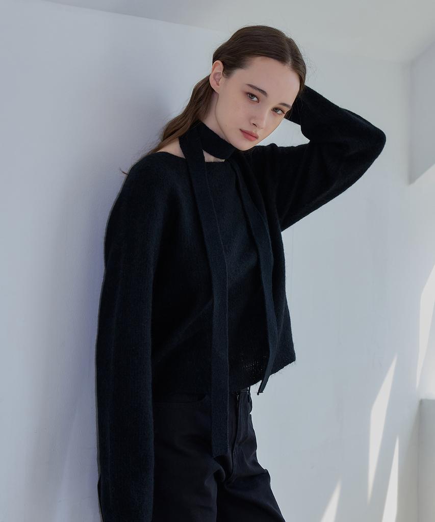 KNOWING Alpaca Muffler Knit (Black)
