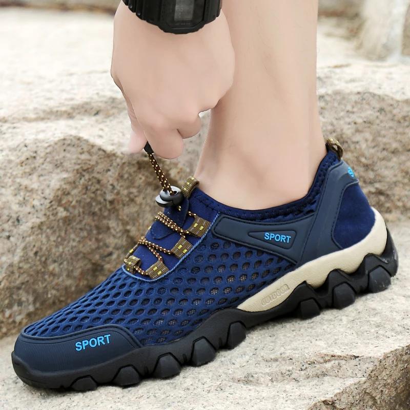 Men Casual Sneakers Breathable Mesh Shoes Mens Non-Slip Outdoor Hiking Shoes Mens Climbing Trekking Shoes Zapatos Hombre Summer