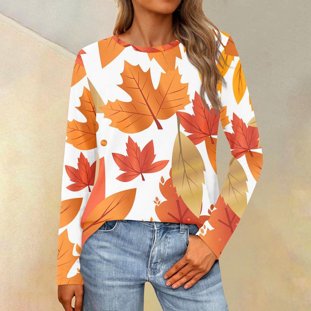 Women's Loose Casual Casual Long Sleeve Round Neck Collar Solid Color T-Shirt Top