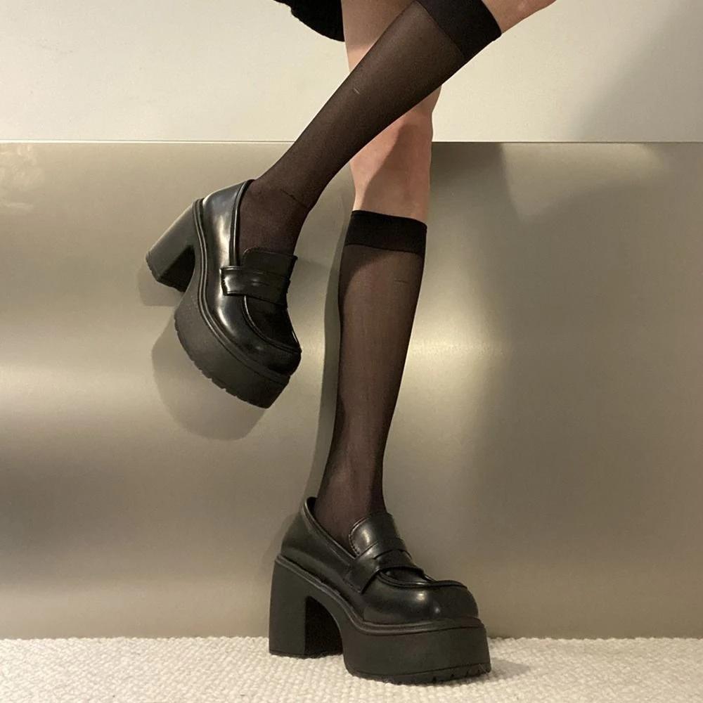 Fashion Women's Shoes Korean Style Ladies Pumps Round Toe Square Heels Lastest Social High Quality Fashion Quick Delivery 2024 Trend