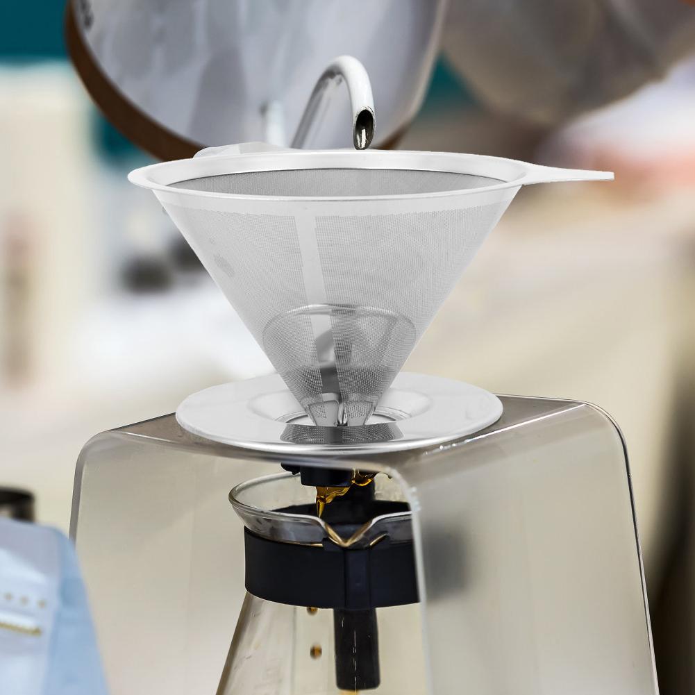 Hushålls rostfritt stål kaffefilter Återanvändbar trattfilter Droppkaffe filterkopp